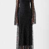 GABRIELA HEARST - Zimmer Sheer Maxi Dress with Slip in Black Silk Lace