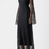 GABRIELA HEARST - Zimmer Sheer Maxi Dress with Slip in Black Silk Lace