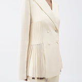 GABRIELA HEARST - Giorgio Fringe Blazer in Ivory Textured Linen