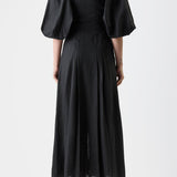 GABRIELA HEARST - Elea Pleated Maxi Dress in Black Aloe Linen