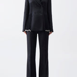 GABRIELA HEARST - Giorgio Fringe Blazer in Black Textured Linen