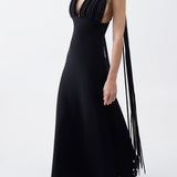 GABRIELA HEARST - Renato Fringe Maxi Dress in Black Merino Wool