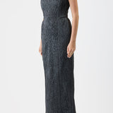 GABRIELA HEARST - Girard Shirred Maxi Dress with Lining in Black Pearlized Nappa Leather