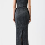 GABRIELA HEARST - Girard Shirred Maxi Dress with Lining in Black Pearlized Nappa Leather