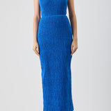 GABRIELA HEARST - Girard Shirred Maxi Dress in Sapphire Aloe Linen