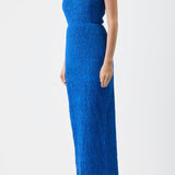 GABRIELA HEARST - Girard Shirred Maxi Dress in Sapphire Aloe Linen