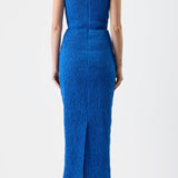 GABRIELA HEARST - Girard Shirred Maxi Dress in Sapphire Aloe Linen