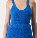 GABRIELA HEARST - Girard Shirred Maxi Dress in Sapphire Aloe Linen