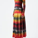 GABRIELA HEARST - Ella Knit Midi Skirt in Fire Tie Dye Cashmere