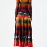 GABRIELA HEARST - Ella Knit Midi Skirt in Fire Tie Dye Cashmere