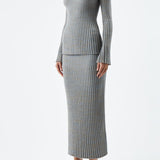 GABRIELA HEARST - Conti Knit Midi Skirt in Light Blue Melange Cashmere