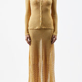 GABRIELA HEARST - Althea Knit Maxi Skirt in Gold Shappe Silk