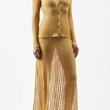 GABRIELA HEARST - Althea Knit Maxi Skirt in Gold Shappe Silk