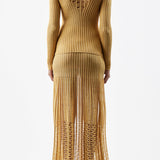 GABRIELA HEARST - Althea Knit Maxi Skirt in Gold Shappe Silk