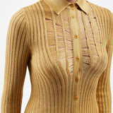 GABRIELA HEARST - Aera Knit Shirt in Gold Shappe Silk