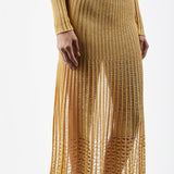 GABRIELA HEARST - Althea Knit Maxi Skirt in Gold Shappe Silk