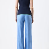 GABRIELA HEARST - Vesta Pant in Light Blue Virgin Wool and Silk Linen Twill