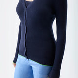 GABRIELA HEARST - Addison Knit Cardigan in Navy Cashmere Silk