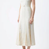 GABRIELA HEARST - Godard Pleated Dress in Ivory Textured Linen