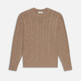 FRAME - Cashmere Cable Crewneck -- Light Brown