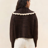 Roeffler Randall - Lo Brown/Cream Collared Cardigan