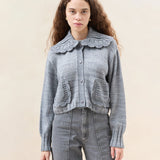 Roeffler Randall - Lo Grey Collared Cardigan