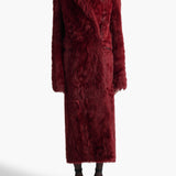 Khaite - Lolo Shearling Coat in Oxblood