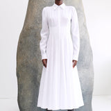 GABRIELA HEARST - Dewi Pleated Maxi Shirtdress in White Aloe Linen