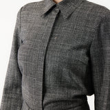 GABRIELA HEARST - Cruz Shirt in Dark Grey Virgin Wool Silk Tweed