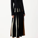 GABRIELA HEARST - Olya Pleated Knit Midi Skirt in Black Multi Merino Wool