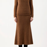 GABRIELA HEARST - Pablo Knit Midi Skirt in Cognac Cashmere Silk Boucle