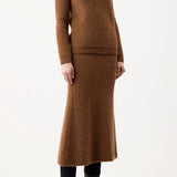 GABRIELA HEARST - Pablo Knit Midi Skirt in Cognac Cashmere Silk Boucle