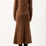 GABRIELA HEARST - Pablo Knit Midi Skirt in Cognac Cashmere Silk Boucle