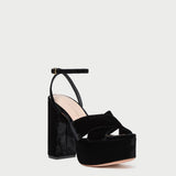 Roeffler Randall - Loretta Black Velvet Platform Sandal