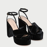 Roeffler Randall - Loretta Black Velvet Platform Sandal