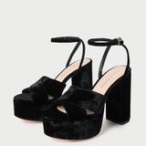 Roeffler Randall - Loretta Black Velvet Platform Sandal