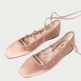 Roeffler Randall - Louisa Blush Lace-Up Ballet Flat