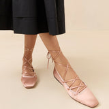 Roeffler Randall - Louisa Blush Lace-Up Ballet Flat