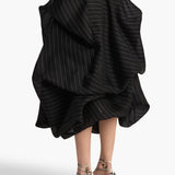 Khaite - Lou Skirt in Black with White Stripe