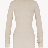 ETERNE - Long Sleeve Turtleneck Mini Dress Heather Oatmeal