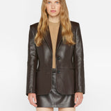 FRAME - The Femme Leather Blazer -- Espresso