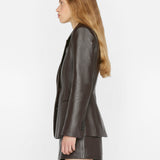 FRAME - The Femme Leather Blazer -- Espresso