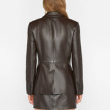 FRAME - The Femme Leather Blazer -- Espresso