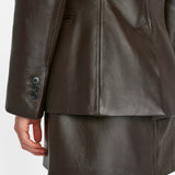 FRAME - The Femme Leather Blazer -- Espresso