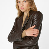 FRAME - The Femme Leather Blazer -- Espresso