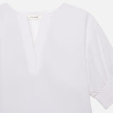 FRAME - V-Neck Popover Top -- White