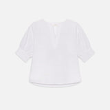 FRAME - V-Neck Popover Top -- White