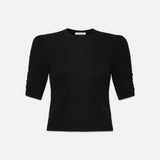 FRAME - Ruched Sleeve Cashmere Sweater -- Noir