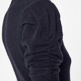 FRAME - Ruched Sleeve Cashmere Sweater -- Navy