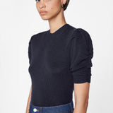 FRAME - Ruched Sleeve Cashmere Sweater -- Navy